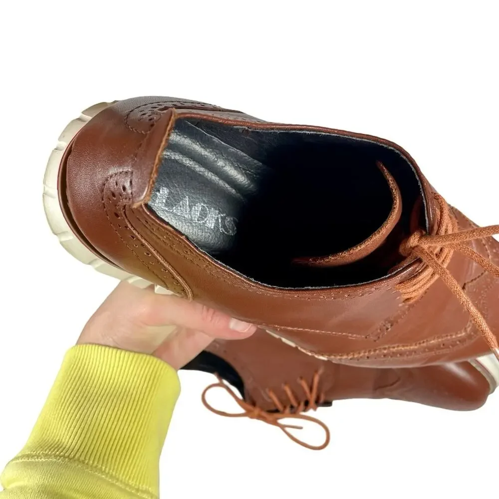 LAOKS Men's Brown Leather Wingtip Oxford Hybrid Dress Shoe Sz 10.5 Lace-Up